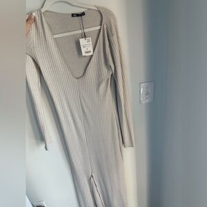Zara tan dress with a slit